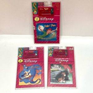 Vintage Lot 3 Disney Read Along Cassette Peter Pan, Fox & Hound & Aladdin New